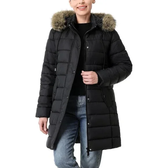 Winter Black Thickened Down Jacket Warm Long Puffer Coat Waterproof Parka